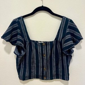 Cropped Stripped Ruffle Blouse